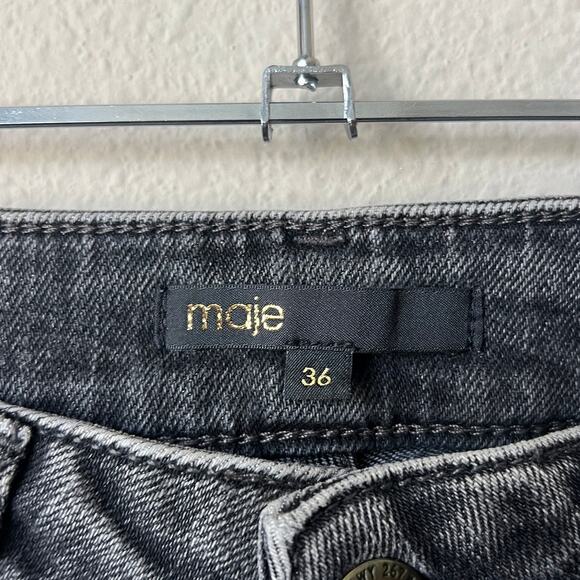 Maje Panako Frayed Hem High Rise Slim Leg Jeans in Black Size FR 36 - Picture 4 of 6